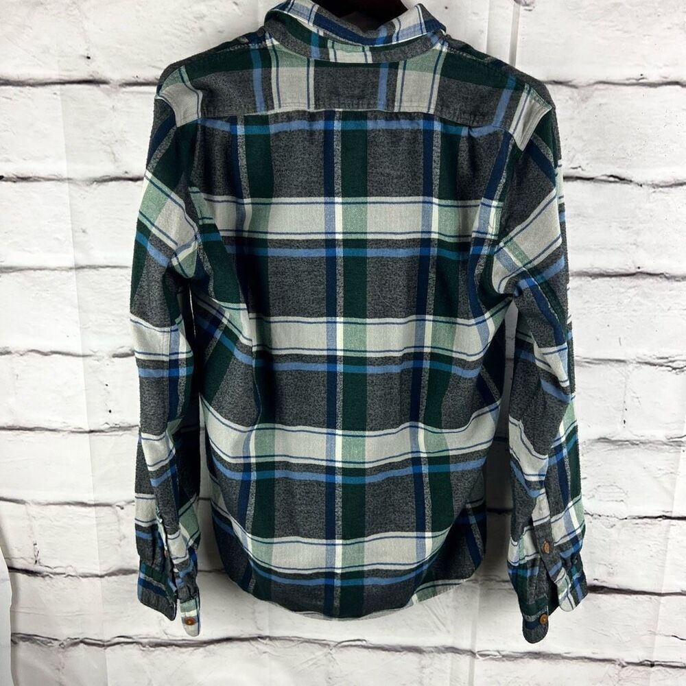 J.Crew Men’s Slim Fit Flannel Button Down Shirt Green Blue Plaid Size M - Picture 3 of 7